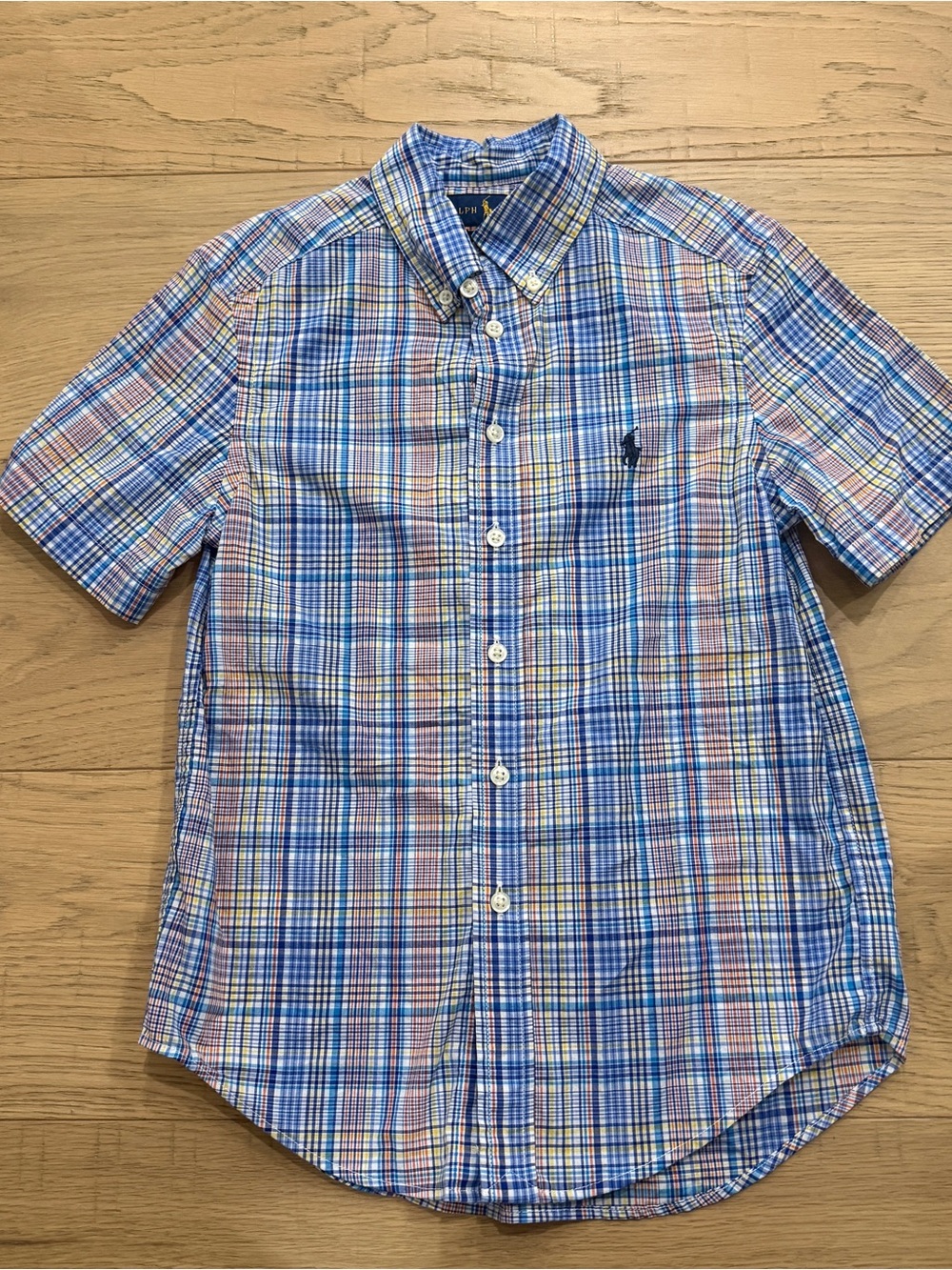 Ralph Lauren | Boys Blue Multi Plaid Short Sleeve Button-Down Shirt